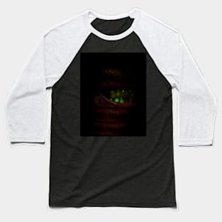 Digital collage and special processing. Bizarre. Mouth, teeth and fleshy parts. Dim, green on teeth. Baseball T-Shirt